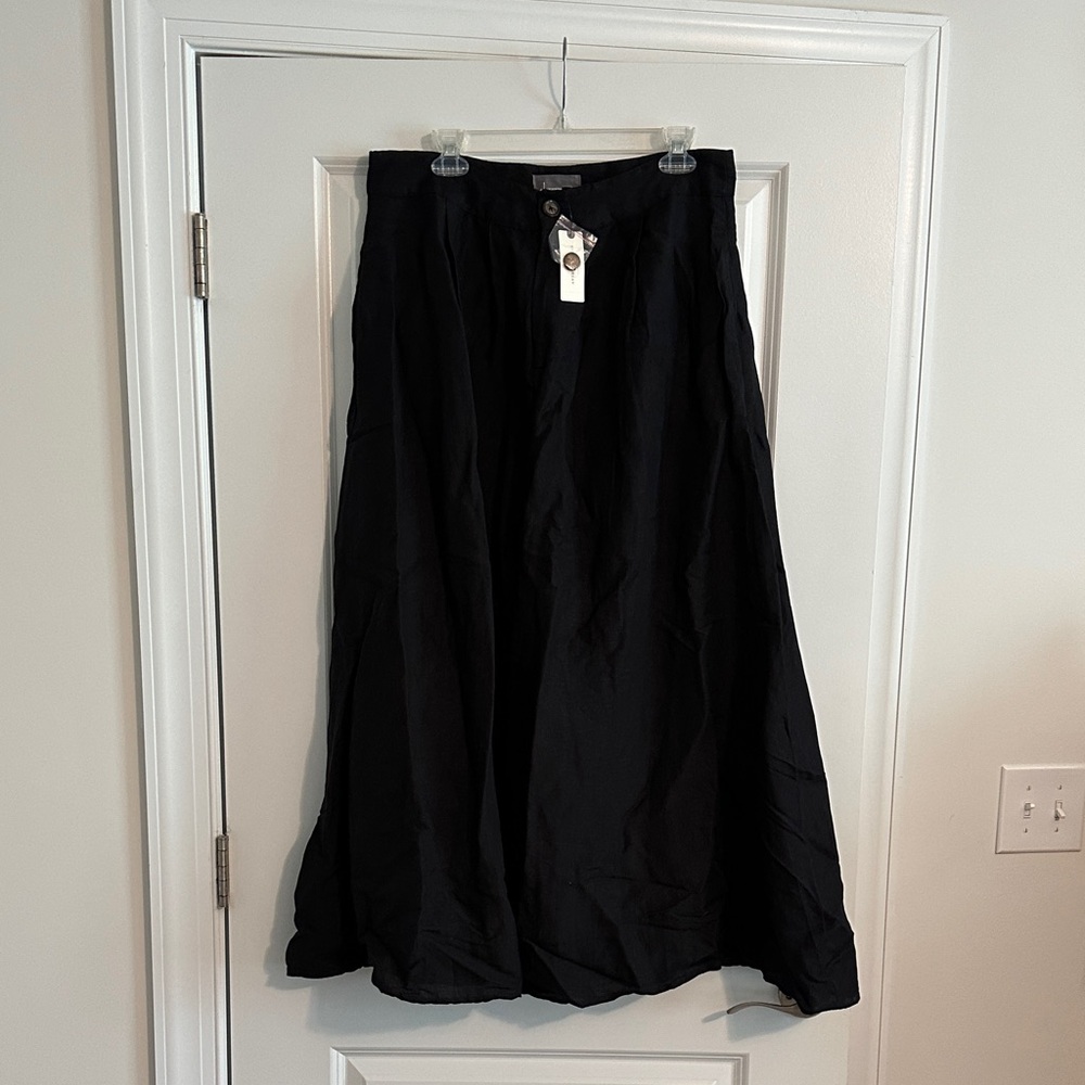 NWT Anthropologie Black Linen Maxi Skirt